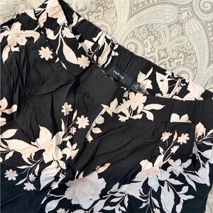 torrid Black Wide Leg Pants with Blush Floral Print